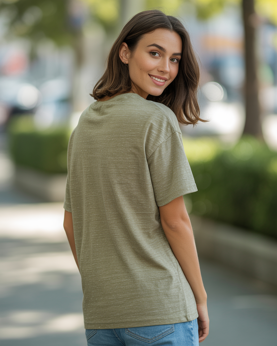 Sharx Half Sleeve Olive Melange Cotton T Shirt