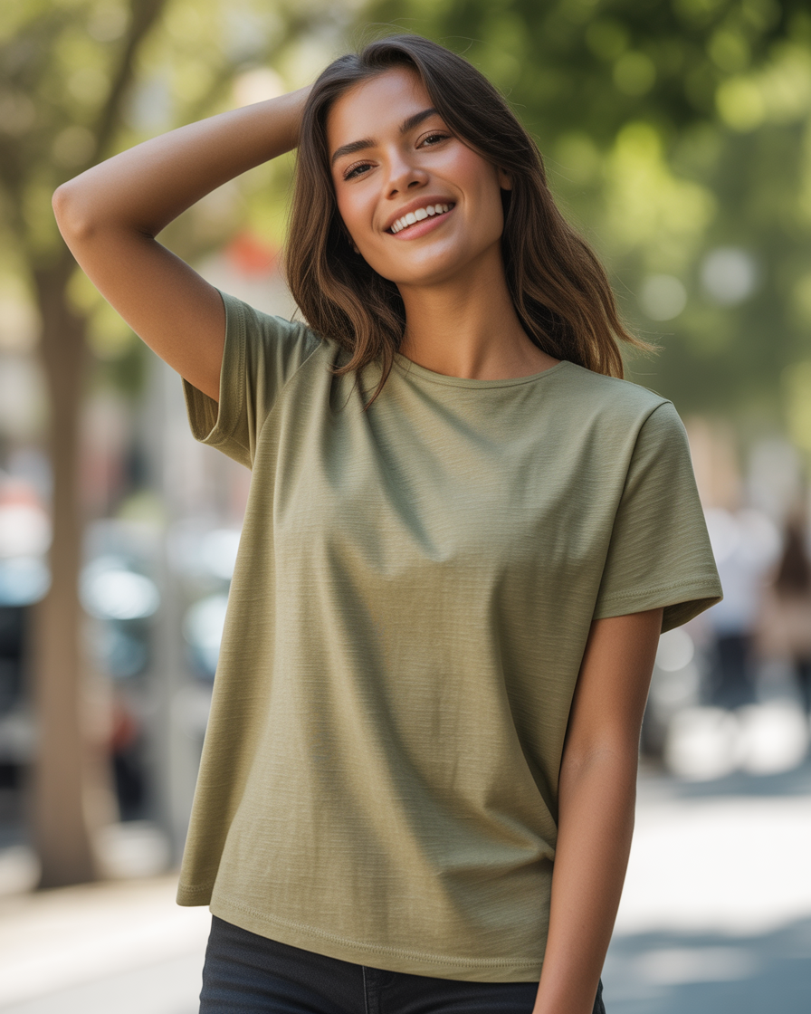 Sharx Half Sleeve Olive Melange Cotton T Shirt