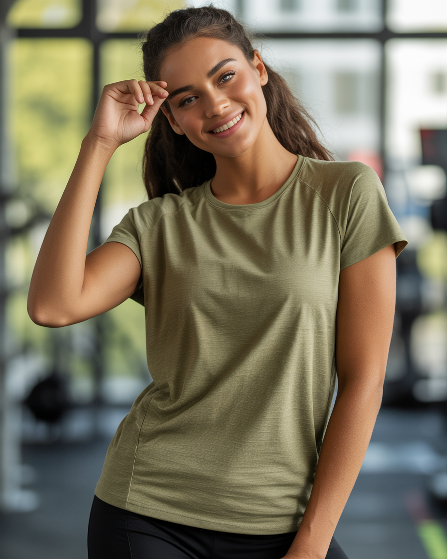 Sharx Half Sleeve Olive Melange Cotton T Shirt