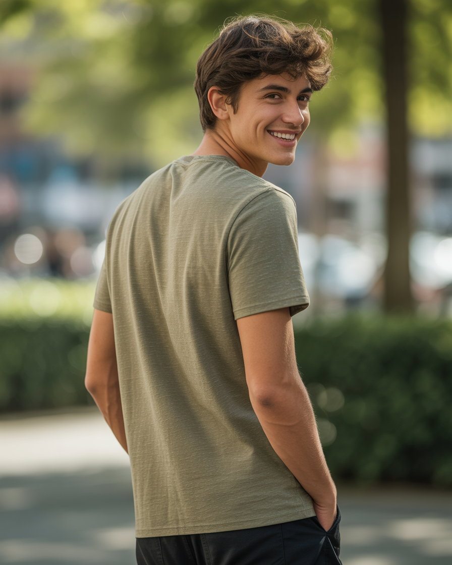 Sharx Half Sleeve Olive Melange Cotton T Shirt