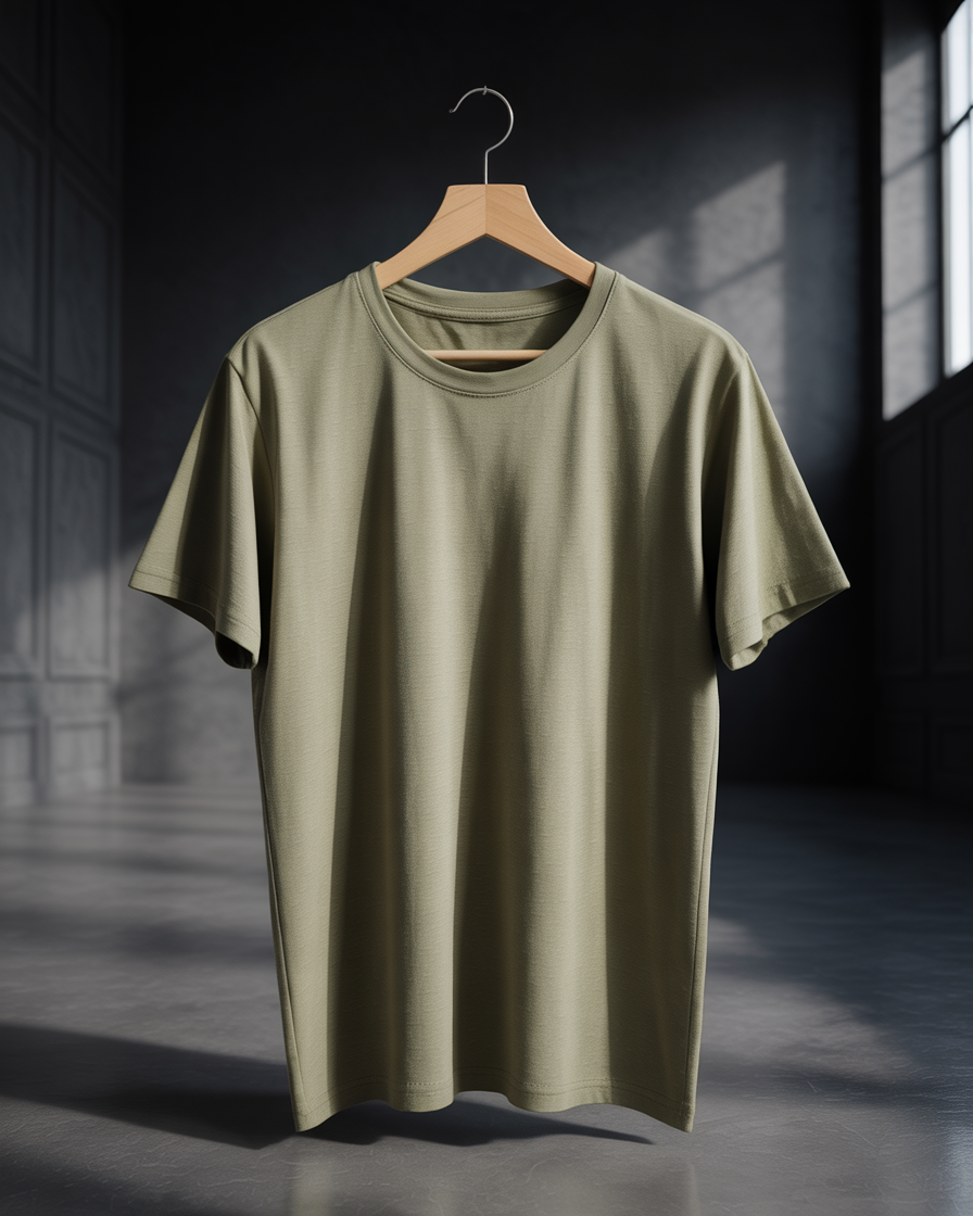 Sharx Half Sleeve Olive Melange Cotton T Shirt