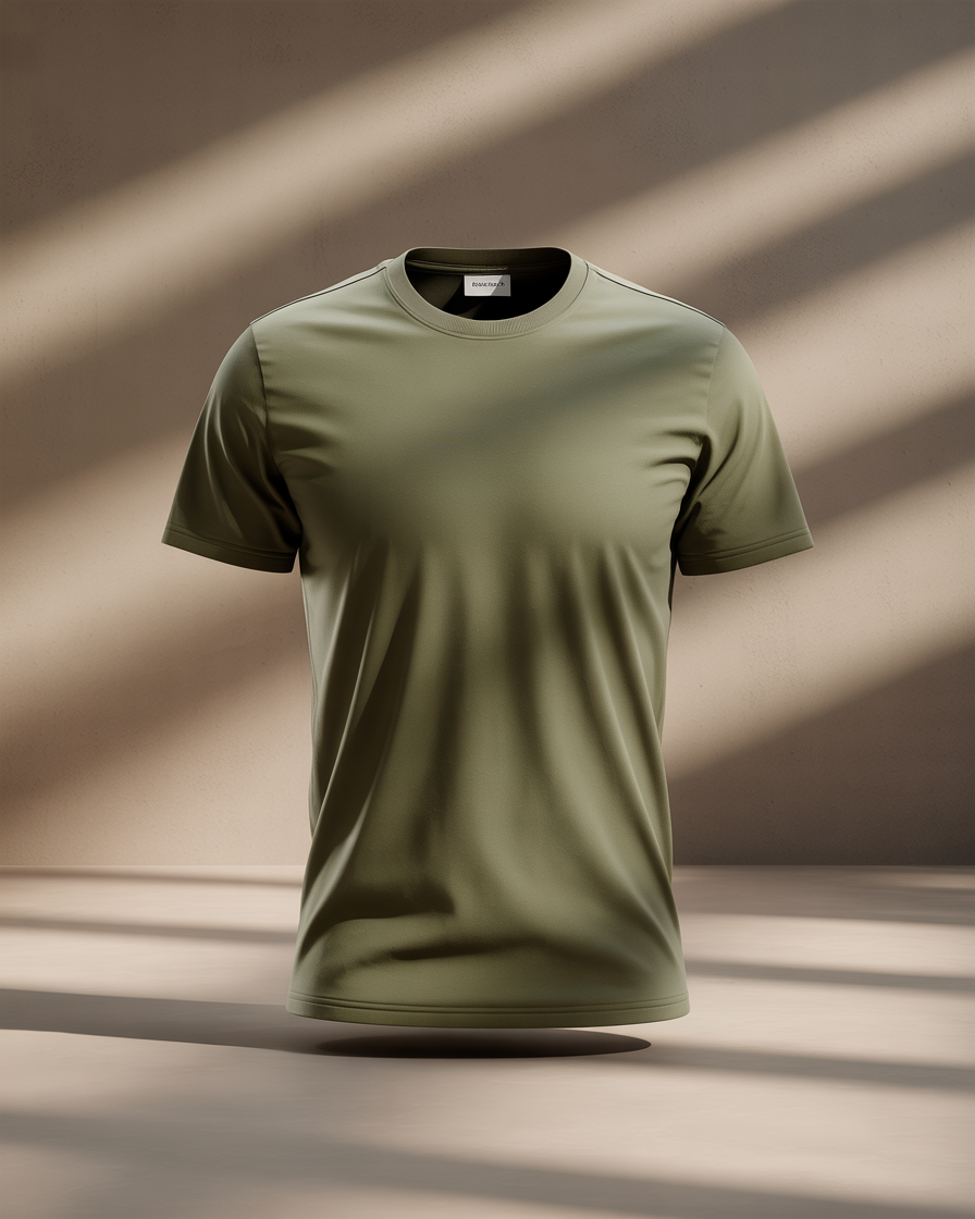 Sharx Half Sleeve Olive Melange Cotton T Shirt
