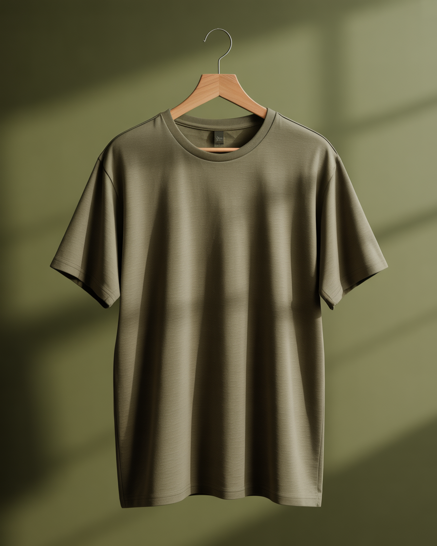 Sharx Half Sleeve Olive Melange Cotton T Shirt