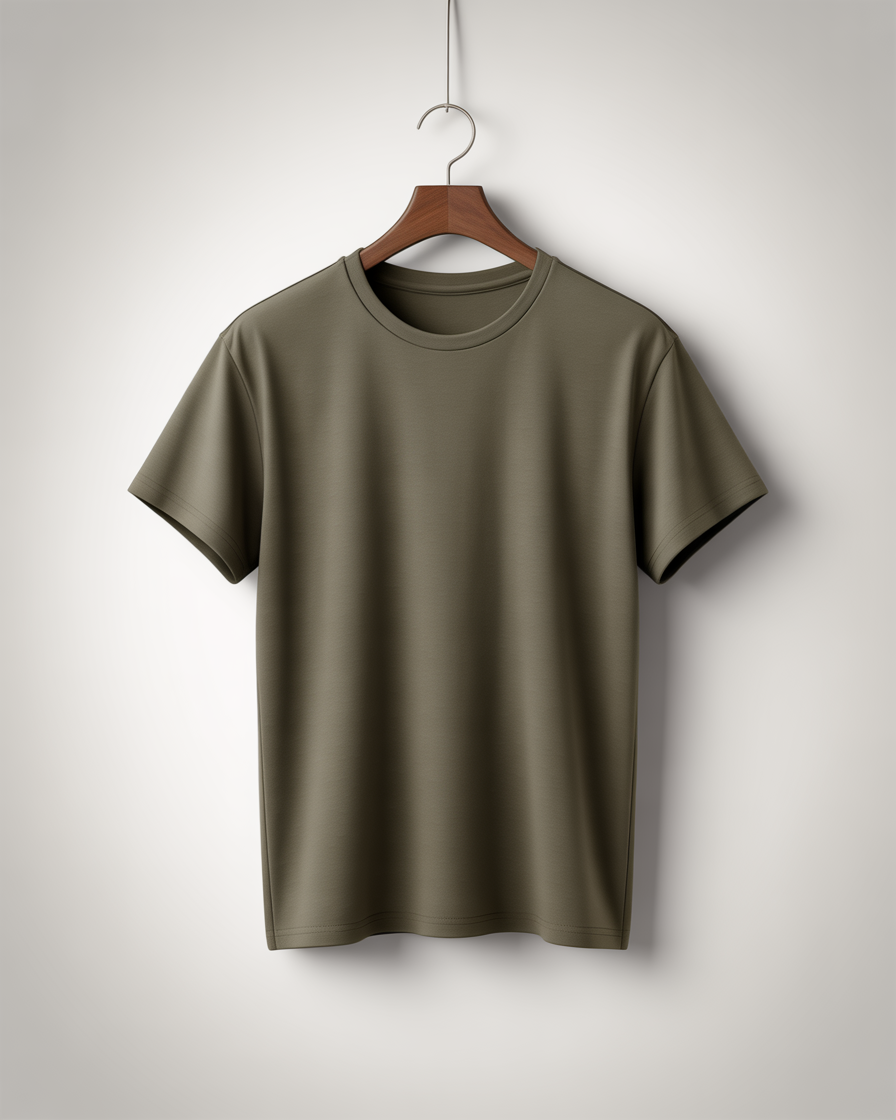 Sharx Half Sleeve Olive Melange Cotton T Shirt