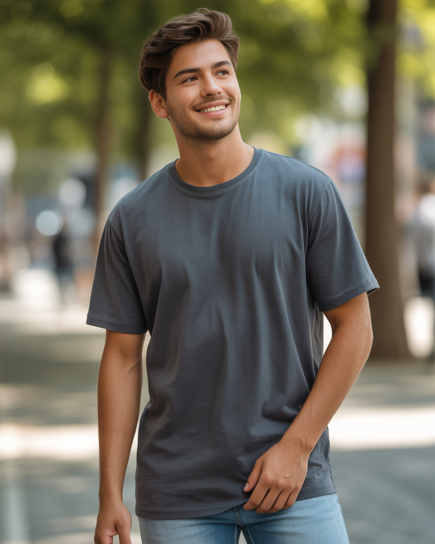 Sharx Half Sleeve Steel Gray Cotton T Shirt
